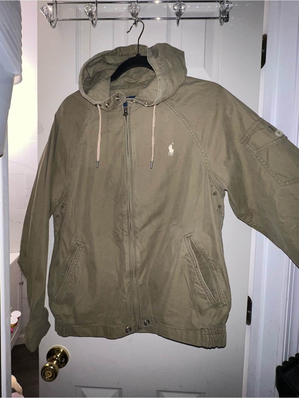 Ralph Lauren Olive Green Hooded Military-Style Zip Jacket